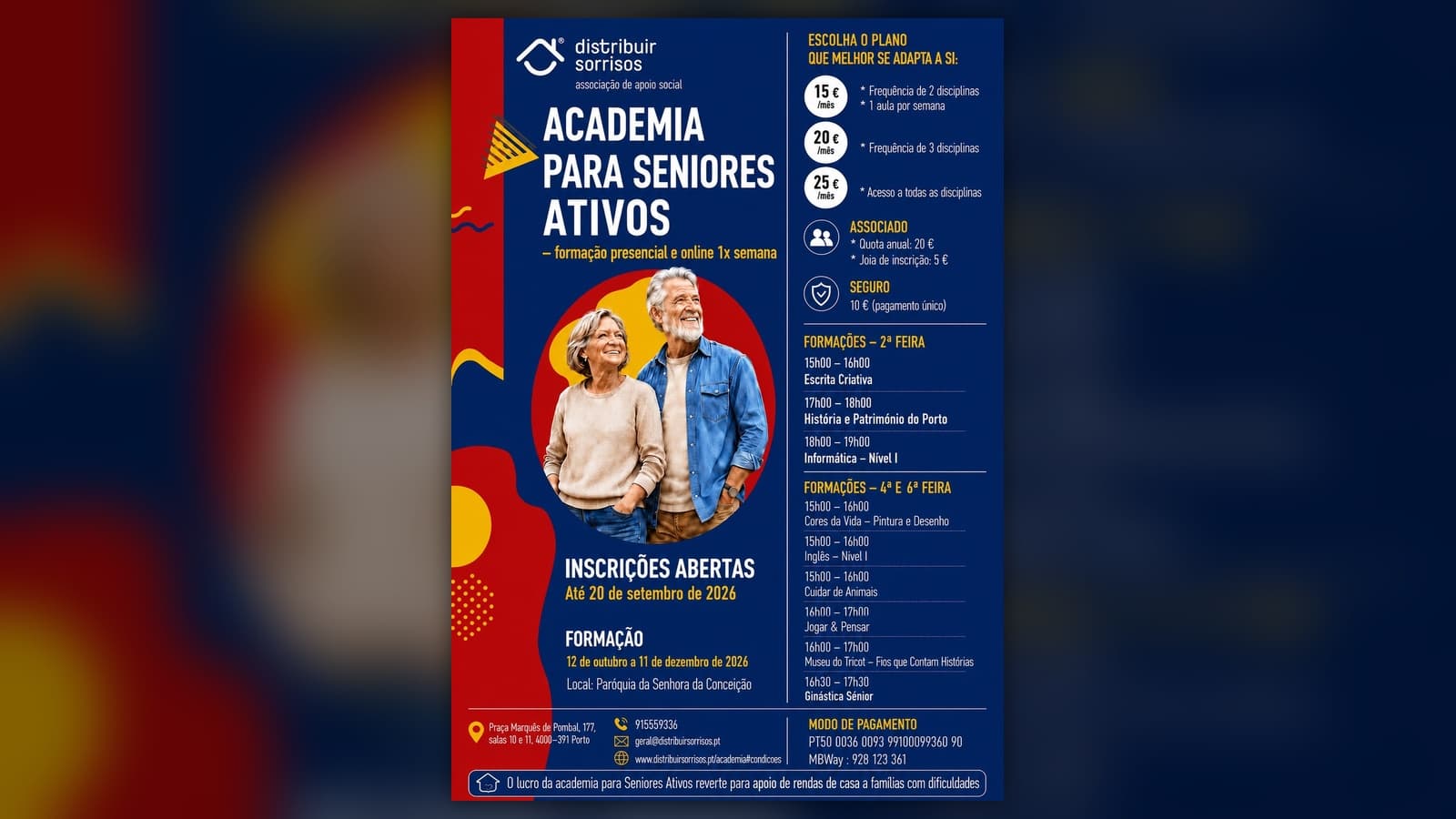 Academia para Seniores Ativos: Inscrições Abertas e Horários das Formações 2026/2027