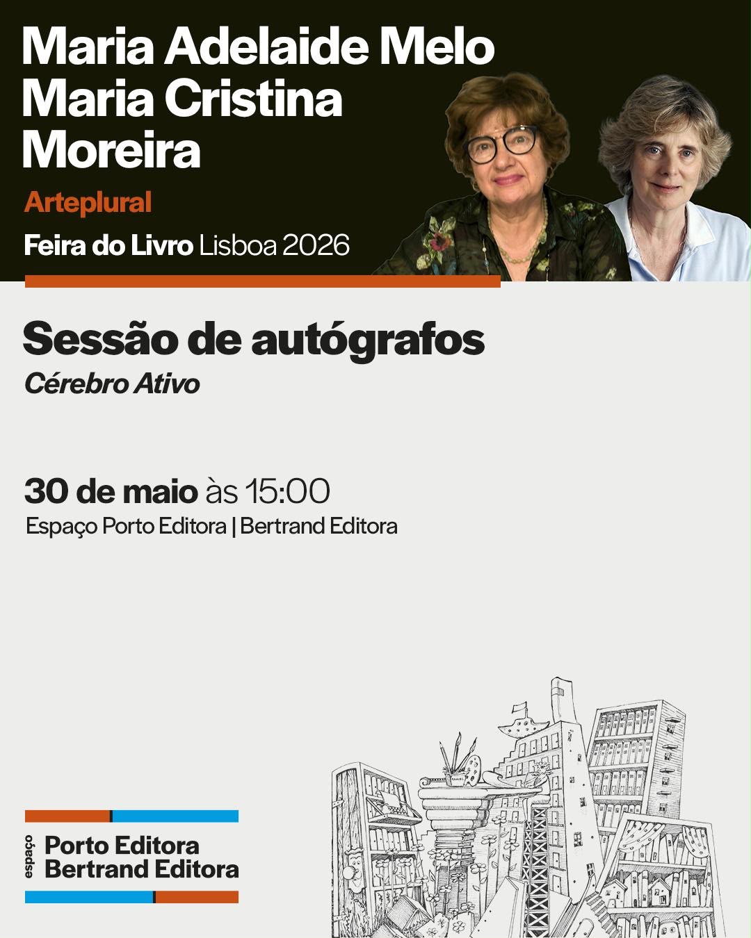 Cartaz da sessão de autógrafos com Maria Adelaide Melo e Maria Cristina Moreira