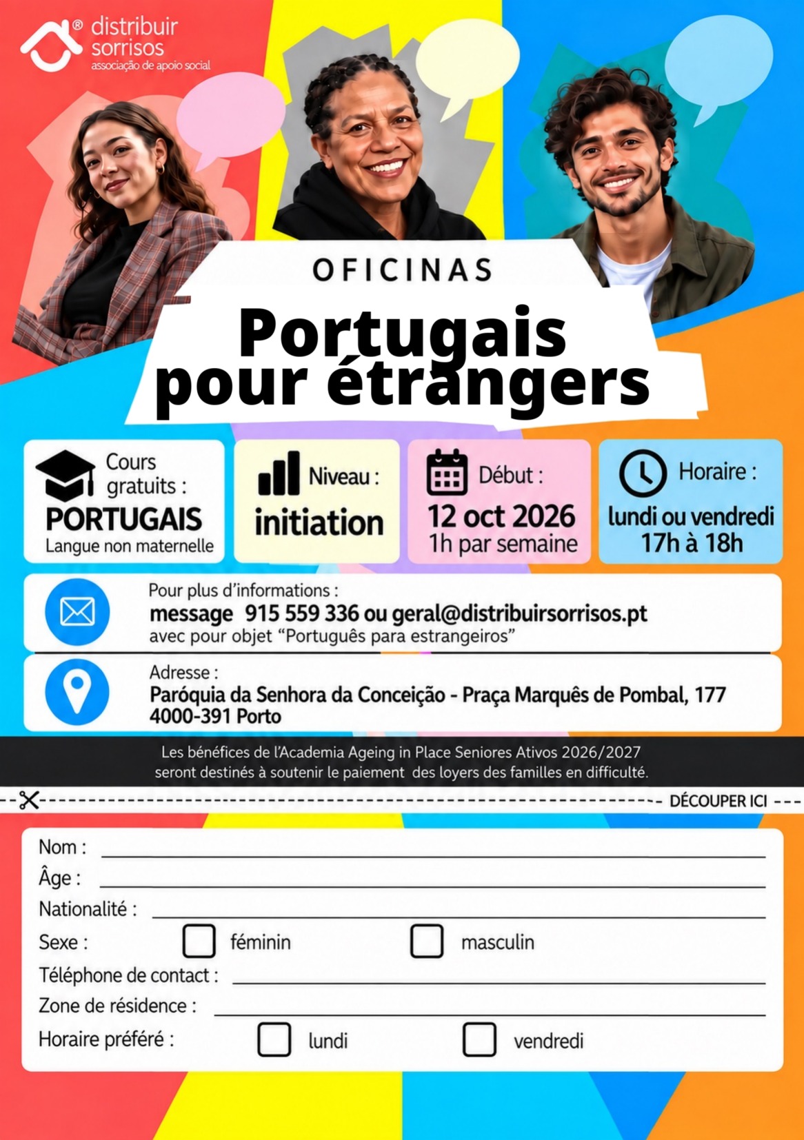 Cours de Portugais pour Étrangers - Français Dépliant Cours de Portugais pour Étrangers